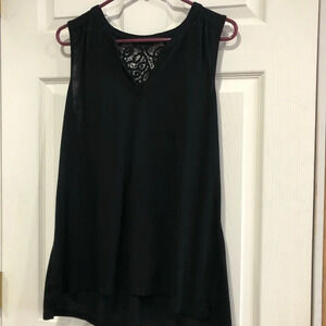 Sonoma V-Neck Tank Top Crochet Back Black XL